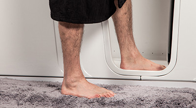 Low 3 inch step in and easy access door